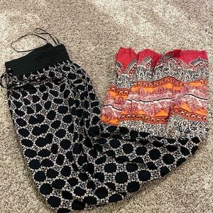 Maxi skirt, black and red pattern, size medium